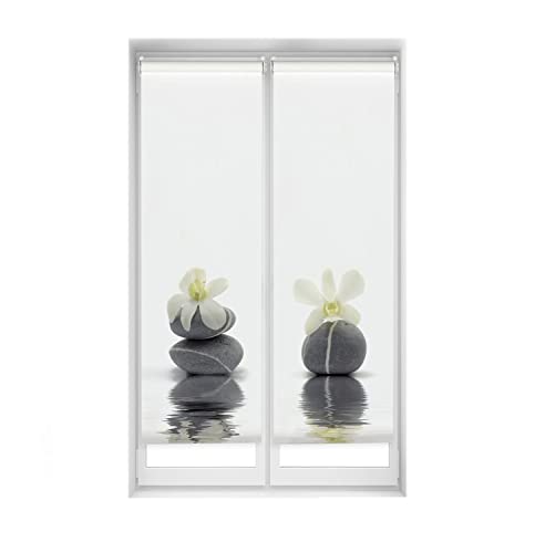 Blindecor Duo Relax | Packung mit 2 Verdunkelungsrollos, lichtdurchlässig, ohne Bohren, Easy Fix Digitaldruck, Modell Orchidee, 45 x 150 cm (Breite x Höhe), Stoffgröße 42 x 145 cm von Blindecor