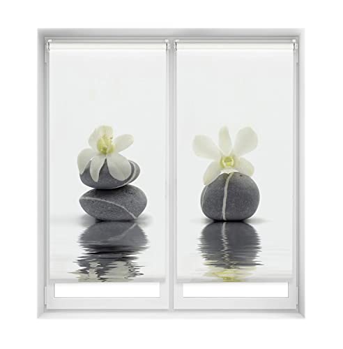 Blindecor Duo Relax | Packung mit 2 Verdunkelungsrollos, lichtdurchlässig, ohne Bohren, Easy Fix Digitaldruck, Modell Orchidee, 60 x 150 cm (Breite x Höhe), Stoffgröße 57 x 145 cm von Blindecor
