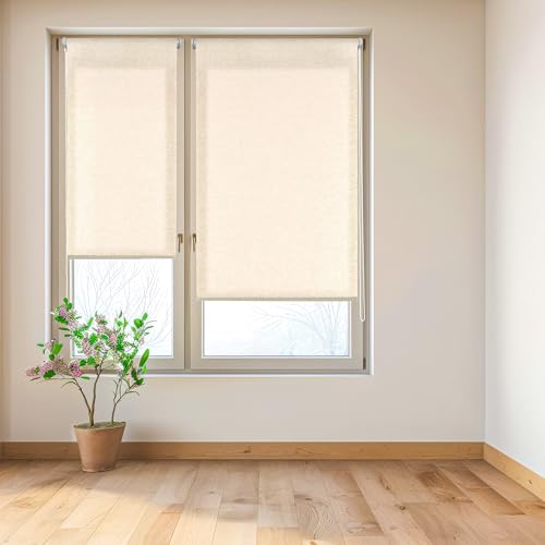 Blindecor Rollo ohne Beschläge, lichtdurchlässig, einfarbig, 42 x 180 cm (Breite x Höhe), Stoffgröße 39 x 180 cm, Easyfix Rollos, Leinengewebe von Blindecor