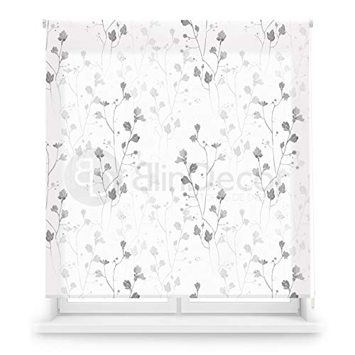 Blindecor Flores | Transparentes Rollo mit Digitaldruck, Modell Bloom | 150 x 180 cm (BxH) | Stoffgröße 147 x 175 cm | Fensterrollos von Blindecor