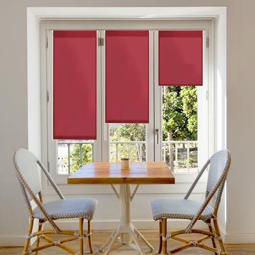Blindecor Aure | Lichtdurchlässiges Rollos für Fenster und tür ohne bohren mit klämmträger - Bordeauxrot, 42 x 180 cm (BxH) | Stoffgröße 39 x 175 cm | rollo klemmfix lichtdurchlässig von Blindecor