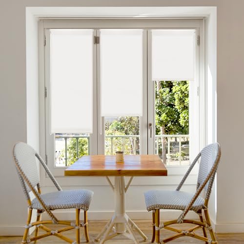 Blindecor Aure | Lichtdurchlässiges Rollos für Fenster und tür ohne bohren mit klämmträger - Ekrü, 140 x 180 cm (BxH) | Stoffgröße 137 x 175 cm | rollo klemmfix lichtdurchlässig von Blindecor