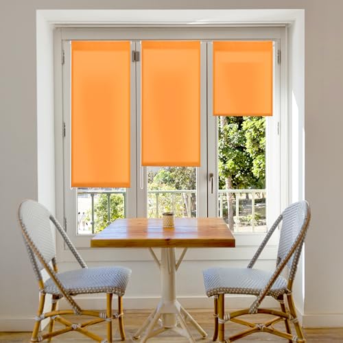 Blindecor Aure | Lichtdurchlässiges Rollos für Fenster und tür ohne bohren mit klämmträger - Orange, 37 x 180 cm (BxH) | Stoffgröße 34 x 175 cm | rollo klemmfix lichtdurchlässig von Blindecor