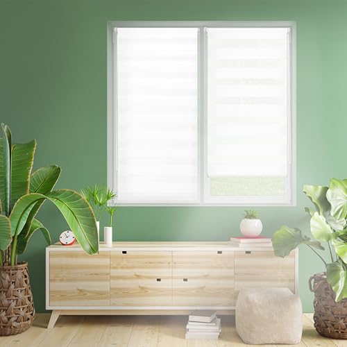 Blindecor - Indus doppelrollo klemmfix ohne bohren - duo rollo klemmfix Weiß - 80 x 130 cm(Breite x Länge) Stoffgröße 77 x 125 cm von Blindecor