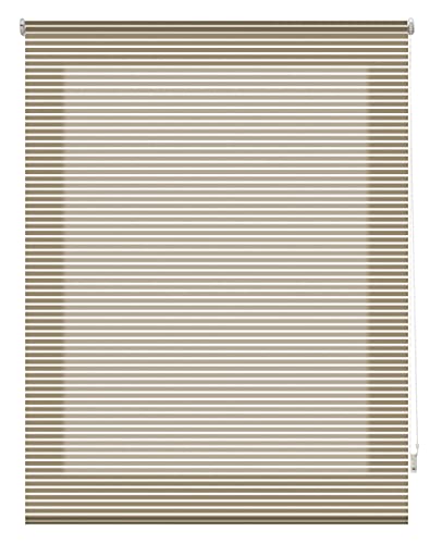 Blindecor Iris | Rollo lichtdurchlässig gestreift | Nerz | 80 x 180 cm (BxH) | Stoffgröße 77 x 175 cm (B x H) von Blindecor