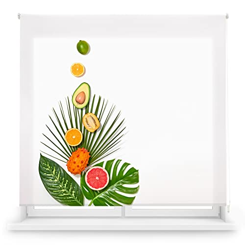 Blindecor TropicalFruit, lichtdurchlässiges Rollo mit Digitaldruck, Küche, Rollo 170 x 180 cm (Breite x Höhe), Stoffgröße 167 x 175 cm, Digitaldruck von Blindecor