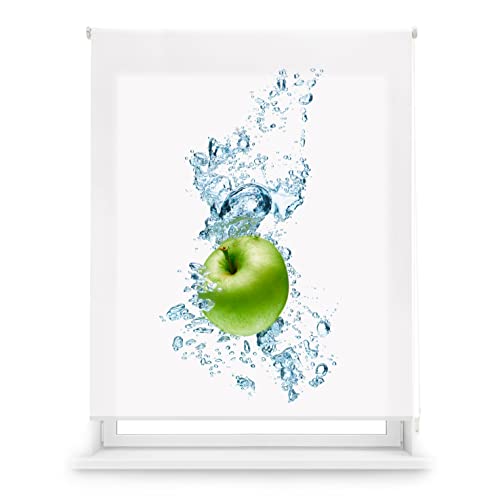 Blindecor Transparentes Rollo mit Digitaldruck für Küche, WaterApple, Rollo 130 x 180 cm (Breite x Höhe), Stoffgröße 127 x 175 cm, Digitaldruck von Blindecor