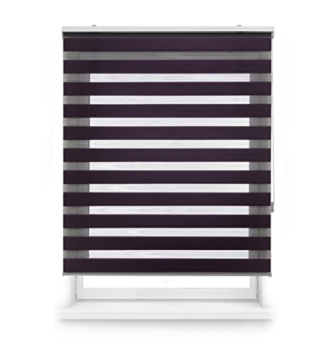 Blindecor Lira doppelrollo - duo rollo tag und nacht Violett - 80 x 180 cm (Breite x Länge) | Stoffgröße 77 x 175 cm | Fensterrollo zebra von Blindecor