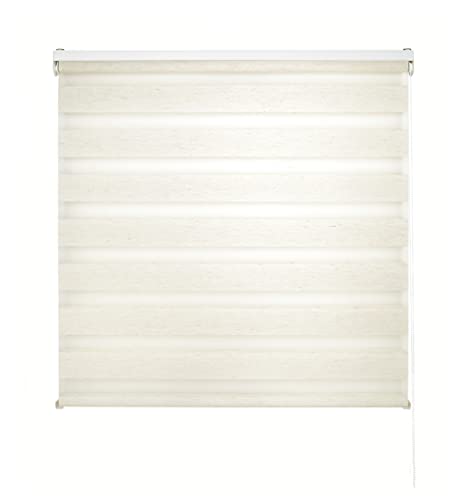 Blindecor Lira doppelrollo - duo rollo tag und nacht Leinen Cremefarben - 160 x 180 cm (Breite x Länge) | Stoffgröße 157 x 175 cm | Fensterrollo zebra von Blindecor