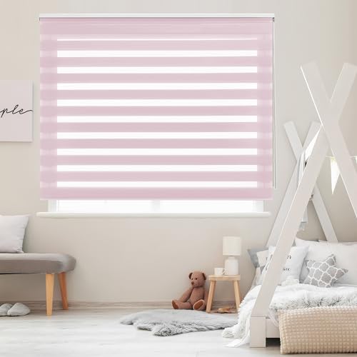 Blindecor Lira doppelrollo - duo rollo tag und nacht Rosa - 140 x 180 cm (Breite x Länge) | Stoffgröße 137 x 175 cm | Fensterrollo zebra von Blindecor