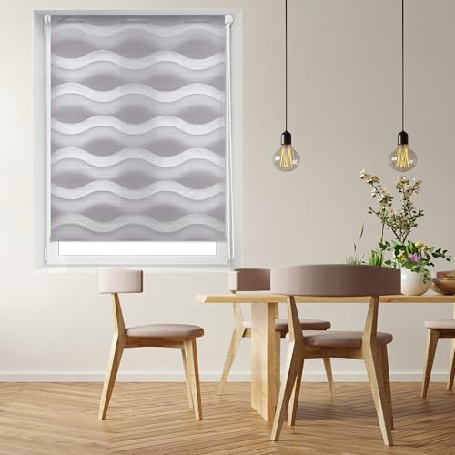 Blindecor - Luna doppelrollo klemmfix ohne bohren - duo rollo klemmfix Silber - 92 x 150 cm (Breite x Länge) Stoffgröße 89 x 145 cm von Blindecor