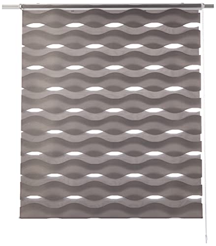 Blindecor - Luna doppelrollo klemmfix ohne bohren - duo rollo klemmfix Silber - 120 x 150 cm (Breite x Länge) Stoffgröße 117 x 145 cm von Blindecor