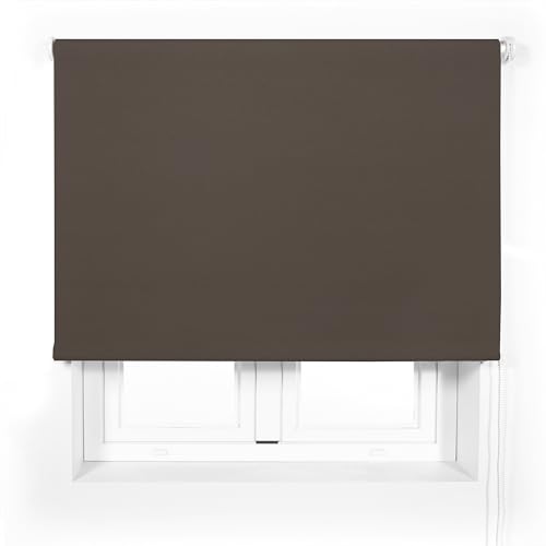 Blindecor Premium lichtdurchlässiges Rollo nach Maß | Dunkelbraun | Rollo 110 x 240 cm (Breite x Höhe) Stoffgröße 107 x 235 cm | lichtdurchlässiges Rollo mit 38 mm Rohr, robuster und eleganter von Blindecor