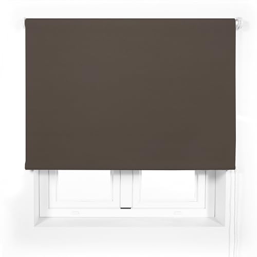 Blindecor Transparentes Premium-Rollo nach Maß, Farbe Dunkelbraun, 90 x 240 cm (B x H), Stoffgröße 87 x 235 cm, lichtdurchlässiges Rollo mit 38 mm Rohr, robuster und eleganter von Blindecor
