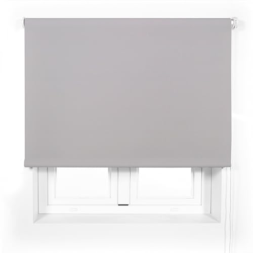 Blindecor Premium lichtdurchlässiges Rollo nach Maß | Farbe Grau | Rollo 65 x 240 cm (Breite x Höhe) Stoffgröße 62 x 235 cm | lichtdurchlässig Rollo mit 38 mm Rohr, robuster und eleganter von Blindecor