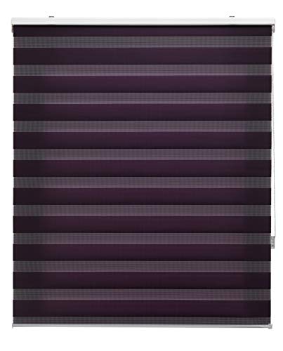 Blindecor Rollo nach Maß für Nacht und Tag, violett, 125 x 250 cm (Breite x Höhe), Stoffgröße 122 x 245 cm, Nacht- und Tagesrollo von Blindecor