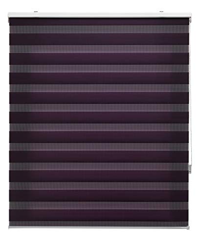 Blindecor Rollos nach Maß für Nacht und Tag – Violett, 85 x 250 cm (Breite x Höhe), Stoffgröße 82 x 245 cm, Nacht- und Tagesrollo von Blindecor