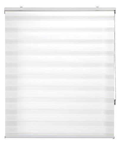 Blindecor | Rollo für Nacht und Tag nach Maß, doppellagig, gebrochenes Weiß, 165 x 250 cm (Breite x Höhe), Stoffgröße 162 x 245 cm, Fensterrollos von Blindecor