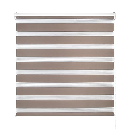 Blindecor | Rollo für Nacht und Tag nach Maß | Doppelschichtig | Braun | 170 x 250 cm (Breite x Höhe) Stoffgröße 167 x 245 cm | Fensterrollos von Blindecor