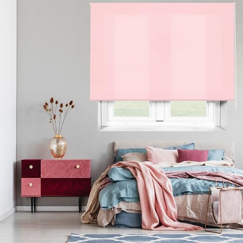Blindecor Ara | Lichtdurchlässiges Rollo | Rosa | 140 x 175 cm (BxH) | Stoffgröße 137 x 170 cm | Rollos für fenster von Blindecor