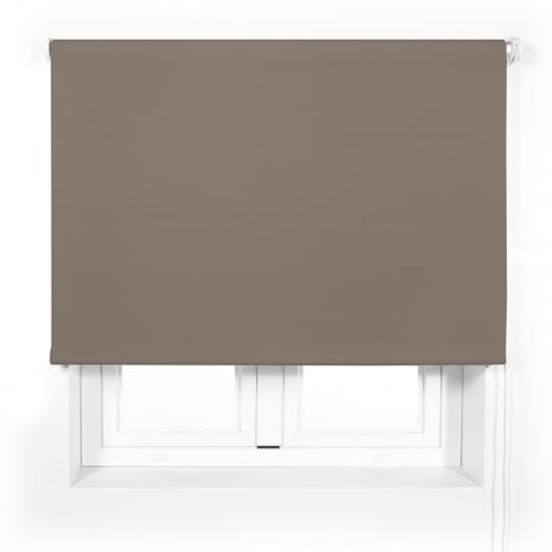 Blindecor Transparentes Premium-Rollo nach Maß, Farbe: Braun, 135 x 240 cm (B x H), Stoffgröße 132 x 235 cm, lichtdurchlässiges Rollo mit 38 mm Rohr, robuster und eleganter von Blindecor