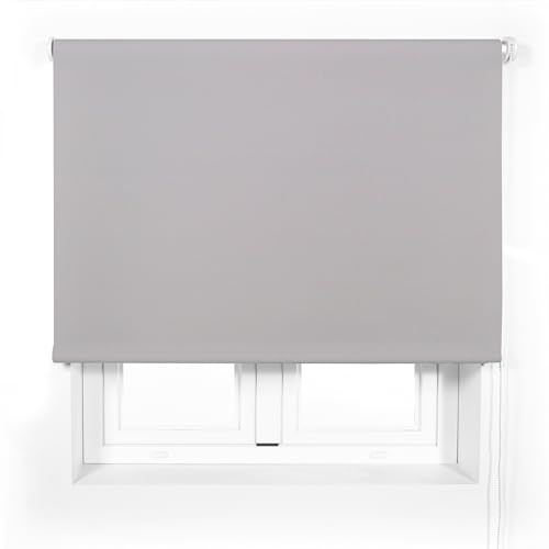Blindecor Transparentes Premium-Rollo nach Maß, Farbe: Grau, 135 x 240 cm (B x H), Stoffgröße 132 x 235 cm, lichtdurchlässiges Rollo mit 38 mm Rohr, robuster und eleganter von Blindecor