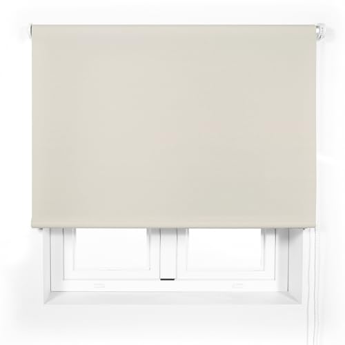 Blindecor Transparentes Premium-Rollo nach Maß | Beige | Rollo 110 x 240 cm (Breite x Höhe), Stoffgröße 107 x 235 cm, lichtdurchlässig, 38 mm Rohr, widerstandsfähiger und eleganter von Blindecor