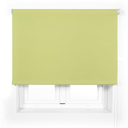 Blindecor Transparentes Premium-Rollo nach Maß | Pistazienfarbe | Rollo 125 x 165 cm (Breite x Höhe), Stoffgröße 122 x 160 cm, lichtdurchlässig, 38 mm Rohr, widerstandsfähiger und eleganter von Blindecor