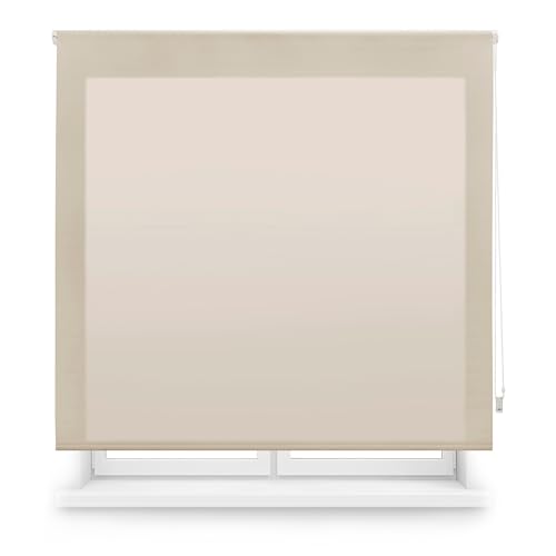 Blindecor Transparentes Rollo nach Maß, Rollo nach Maß, elfenbeinfarben, 150 x 250 cm (Breite x Höhe), Stoffgröße 147 x 245 cm, lichtdurchlässiges Rollo für Fenster von Blindecor