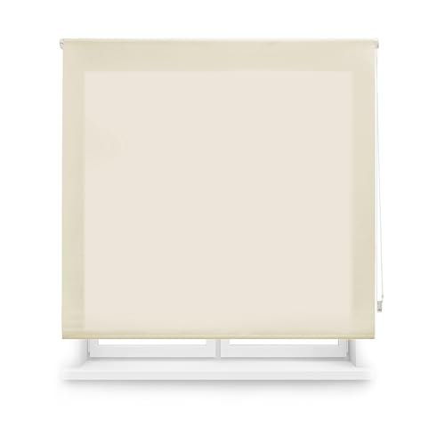 Blindecor Transparentes Rollo nach Maß | Rollo nach Maß | Beige | 60 x 250 cm (Breite x Höhe) Stoffgröße 57 x 245 cm | lichtdurchlässige Rollos für Fenster von Blindecor