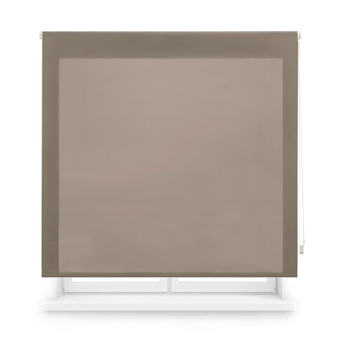 Blindecor Transparentes Rollo nach Maß | Rollo nach Maß | Braun | 105 x 250 cm (Breite x Höhe) Stoffgröße 102 x 245 cm | Durchscheinende Rollos für Fenster von Blindecor