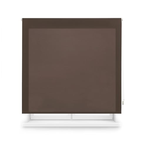 Blindecor Transparentes Rollo nach Maß | Rollo nach Maß | Dunkelbraun | 100 x 250 cm (Breite x Höhe) Stoffgröße 97 x 245 cm | Durchscheinende Rollos für Fenster von Blindecor