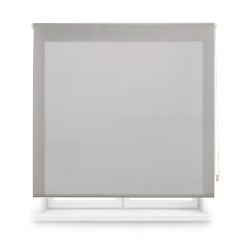 Blindecor Transparentes Rollo nach Maß | Rollo nach Maß | Grau | 100 x 250 cm (Breite x Höhe) Stoffgröße 97 x 245 cm | lichtdurchlässige Rollos für Fenster von Blindecor