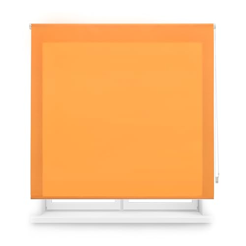 Blindecor Transparentes Rollo nach Maß | Rollo nach Maß | Orange | 60 x 175 cm (Breite x Höhe) Stoffgröße 57 x 170 cm | lichtdurchlässige Rollos für Fenster von Blindecor