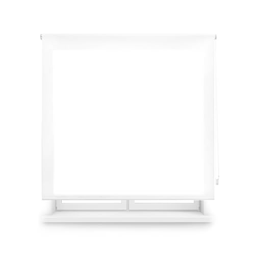 Blindecor Transparentes Rollo nach Maß | Rollo nach Maß | Weiß | 105 x 250 cm (Breite x Höhe) Stoffgröße 102 x 245 cm | Durchscheinende Rollos für Fenster von Blindecor