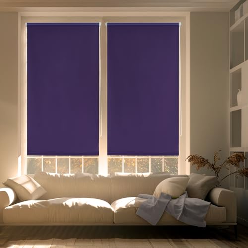 Blindecor Zeus | Verdunklungsrollo ohne bohren - Violett, 37 x 180 cm (BxH) | Stoffgröße 34 x 175 cm. Klemmfix thermorollo für fenster von Blindecor