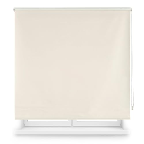 Blindecor Verdunkelungsrollo nach Maß | Beige | 100 x 230 cm (Breite x Höhe) Stoffgröße 97 x 225 cm | Verdunkelungsrollo für Fenster von Blindecor