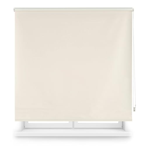 Blindecor Verdunkelungsrollo nach Maß | Beige | 160 x 230 cm (Breite x Höhe) | Stoffgröße 157 x 225 cm | Verdunkelungsrollo für Fenster von Blindecor