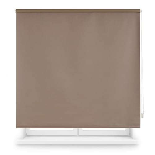 Blindecor Verdunkelungsrollo, nach Maß, Braun, 100 x 230 cm (Breite x Höhe), Stoffgröße 97 x 225 cm, Verdunkelungsrollo für Fenster von Blindecor