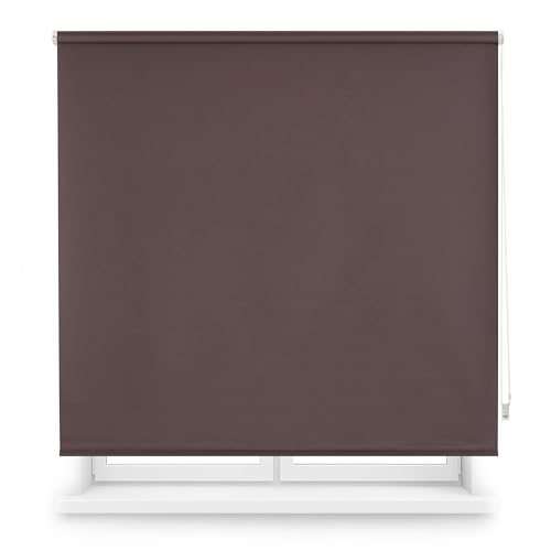 Blindecor Verdunkelungsrollo nach Maß | Dunkelbraun | 140 x 230 cm (Breite x Höhe) Stoffgröße 137 x 225 cm | Verdunkelungsrollo für Fenster von Blindecor