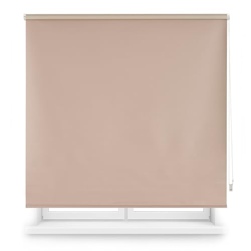 Blindecor Verdunkelungsrollo nach Maß | Elfenbein | 135 x 175 cm (Breite x Höhe) Stoffgröße 132 x 170 cm | Verdunkelungsrollo für Fenster von Blindecor