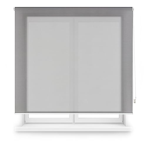 Blindecor Rollo für Fenster nach Maß, Farbe Dunkelgrau, 115 x 250 cm (B x H), Stoffgröße 112 x 245 cm, Rollo für Fenster von Blindecor