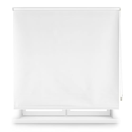 Blindecor Verdunkelungsrollo nach Maß | Farbe Rotweiß | 135 x 230 cm (Breite x Höhe) Stoffgröße 132 x 225 cm | Verdunkelungsrollo für Fenster von Blindecor