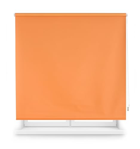 Blindecor Verdunkelungsrollo nach Maß | Orange | 100 x 175 cm (Breite x Höhe) Stoffgröße 97 x 170 cm | Verdunkelungsrollo für Fenster von Blindecor