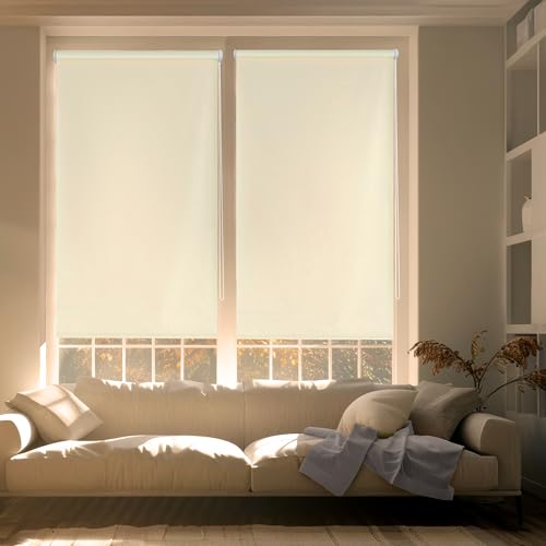Blindecor Zeus | Verdunklungsrollo ohne bohren - Beige, 67 x 180 cm (BxH) | Stoffgröße 64 x 175 cm. Klemmfix thermorollo für fenster von Blindecor