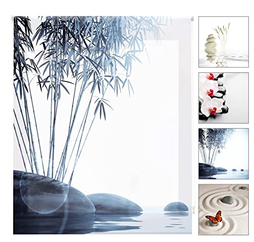 Blindecor Lichtdurchlässiges Rollo mit Digitaldruck Zen - Rollo 80 x 180 cm (BxH) - Stoffgröße 77 x 175 cm - Digitaldruck von Blindecor