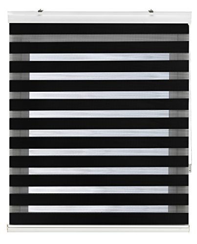 Blindecor Vela | Rollo nacht und tag premium mit galerie | Schwarz, doppelrollo 120 x 180 cm (BxH) | Stoffgröße 117 x 175 cm | Elegantes Tag und Nacht rollo Blindecor Vela | Rollo nacht und tag premium mit galerie | Schwarz, doppelrollo 120 x 180 cm (BxH) | Stoffgröße 117 x 175 cm | Elegantes Tag und Nacht rollo von Blindecor