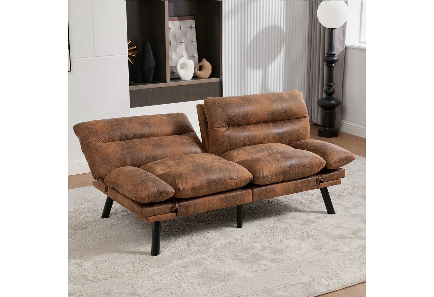 BlingBin 2-Sitzer Chenille-Zweisitzer, Verstellbares 2-Sitzer-Sofa aus Mikrofaser mit ergonomischer Rückenlehne 1 Teile, Schlafsofa für Paare, ideal zum Entspannen, Lesen und Fernsehen von BlingBin