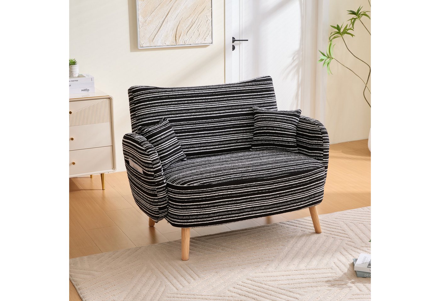 BlingBin 2-Sitzer Polstersofa mit Armlehne, Doppelsofa mit 2 Kissen, Sofa 1 Teile, Zweisitzer-Sofa, modernes Sofa, für Schlafzimmer, Zimmer, Wohnungen von BlingBin