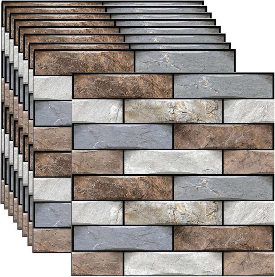 BlingBin 3D Wandpaneel 10 Stück 30 x 30 cm große selbstklebende 3D-Wandpaneele, (10 Stück, 10-tlg., 30 × 30 × 0,4 cm) Wasserdichte Tapete Selbstklebende Tapete von BlingBin